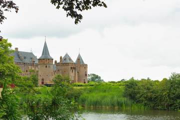 Fototapeta na wymiar Medieval castle in Muiden near Amsterdam - Netherlands - architecture background.