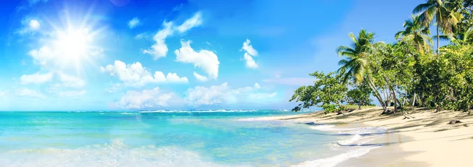 Fototapeten Ferien, Tourismus, Sommer, Sonne, Strand, Meer, Glück, Entspannung, Meditation: Traumurlaub an einem einsamen, karibischen Strand :) © doris oberfrank-list