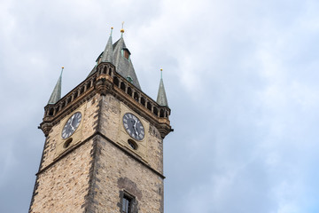 Fototapeta na wymiar Top of Astronomical clock, or Prague orloj, a medieval astronomical clock located in Prague, the capital city of the Czech Republic.