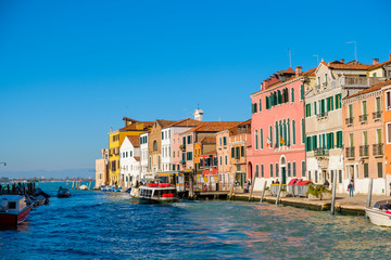 View of the Grand Canal at Venice Italy.