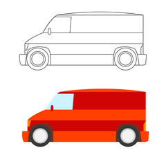 red minivan vector illustration flat style  profile 