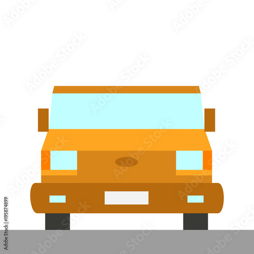 "yellow minivan vector illustration flat style front " Stock image and