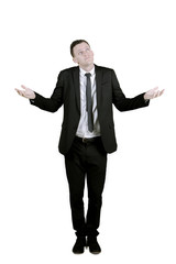 Caucasian businessman with confused expression