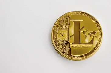 Isolated gold coin on a white background litecoin