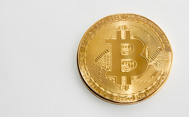 Isolated gold coin on a white background bitcoin