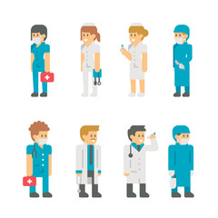 Flat design medical staffs and doctors