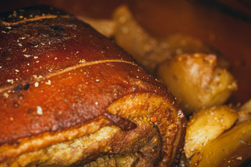 Roulade of bacon with mushrooms and potatoes