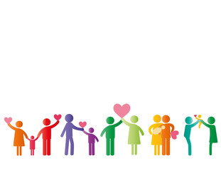 Family pictogram with parents and kids or cooples.