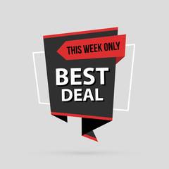 Best deal banner template in flat origami style on gray background