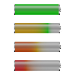 Realistic 3d battery icons set