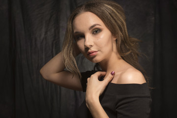 Naklejka premium Close up woman face with beautiful eyes and perfect skin.
