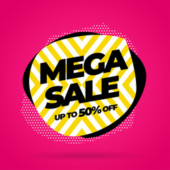 Sale banner template design, Mega sale special offer. Vector illustration.