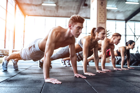 Group training in gym