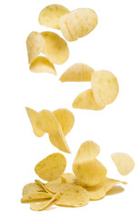 Salted potato chips isolated