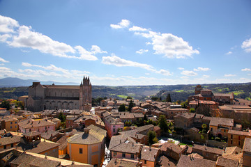 Aerial view of Orvieto rooftops from Bell Tower