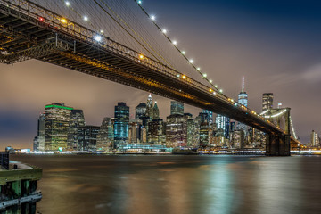 Brooklyn Bridge in front of Manhattan