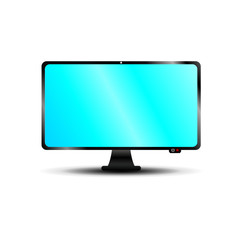 Design 3D television with blue screen, illustration vector