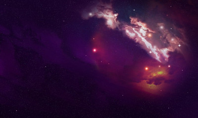 Fototapeta na wymiar Colorful background with space nebula. Starry sky and cosmic explosion