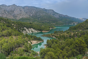Fototapeta na wymiar Reservoir in mountains near Guadalest Alicante. Spain