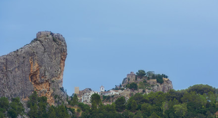 Rock and the ancient fortress San Jose castle. Guadalest. Alicante. Spain.