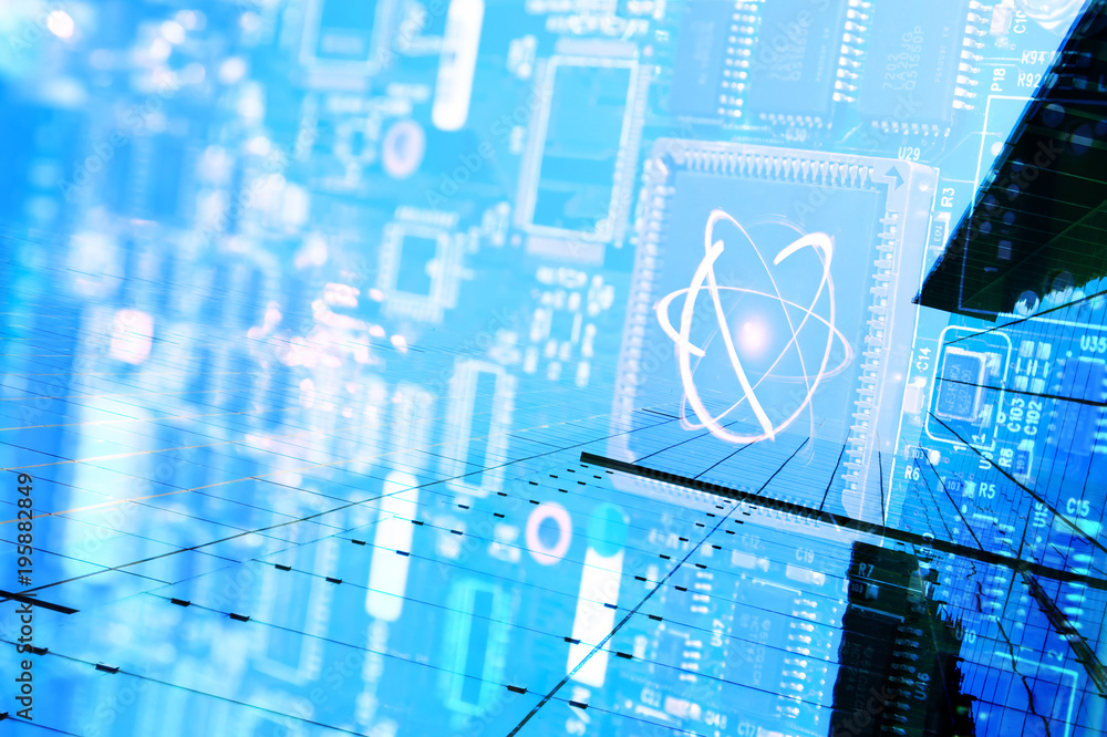 Aufkleber quantum super computer future technology and internet of things concept. artificial intelligence cir