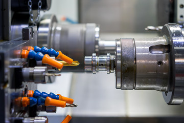 Steel metal automotive parts cutting machine process by CNC lathe