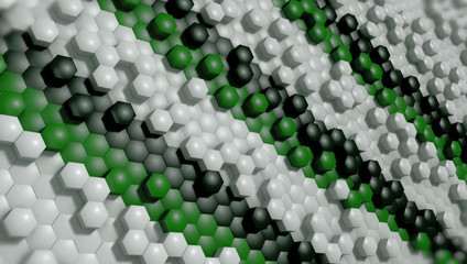 3d background of hexagon particles