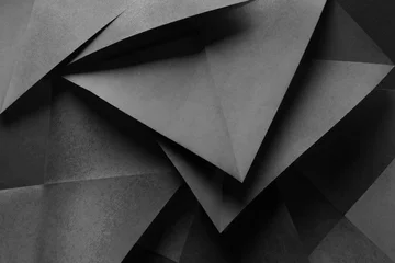 Geometric shapes made gray paper, abstract background