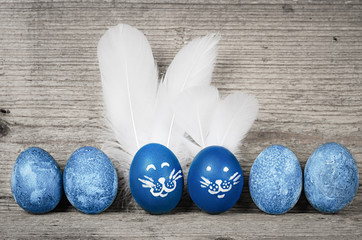Funny bunnies easter eggs. Cute holidays decorations