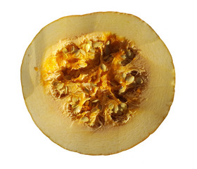 Half pumpkin on white