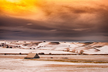 Eastern Washington Barn at Sunset