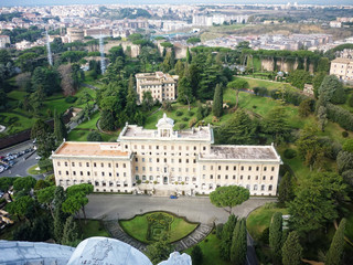 Fototapeta na wymiar Aerial view of the buildings and garden in Vatican
