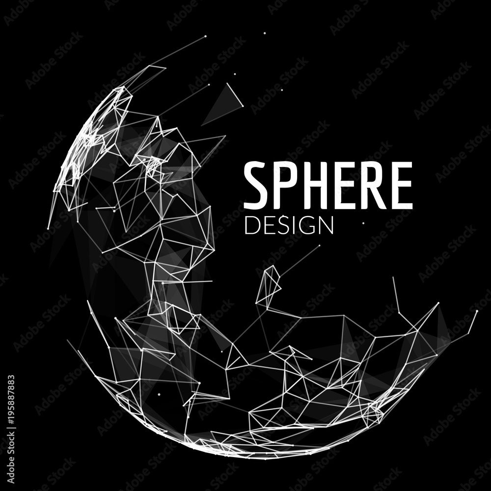Poster 3d vector geometric background for business or science presentation. line network polygon sphere. ab