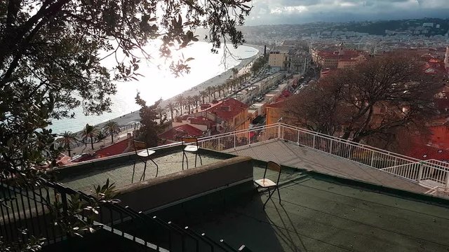 Beautiful Aerial View of Nice Cote d'Azur And The Promenade des Anglais (La Promenade Des Anglais), French Riviera - 4K Video

