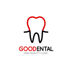 Healthy tooth Logo design vector template in linear style.
Logotype for Dental clinic. Dental medicine concept