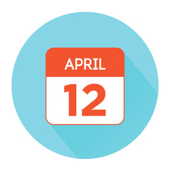 April 12 calendar flat icon. World Aviation and Cosmonautics Day. International Human Space Flight Day