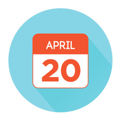 April 20 calendar flat icon. National Day of the donor in Russia. Day of the Chinese language