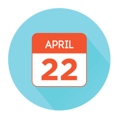 April 22 calendar flat icon. International Mother Earth Day