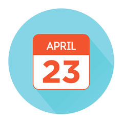 April 23 calendar icon flat red