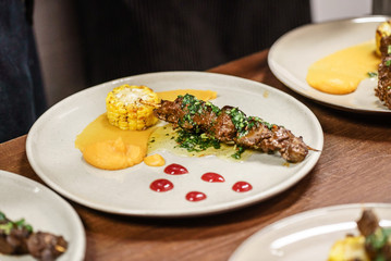 beef kebab with sauce