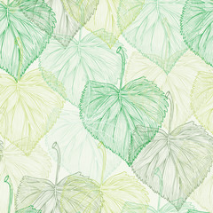 Spring green leaf seamless pattern