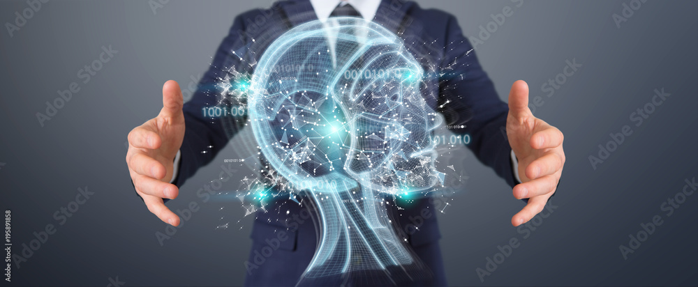 Fototapete businessman using digital artificial intelligence interface 3d rendering