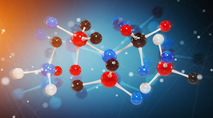 Modern digital molecule structure 3D rendering