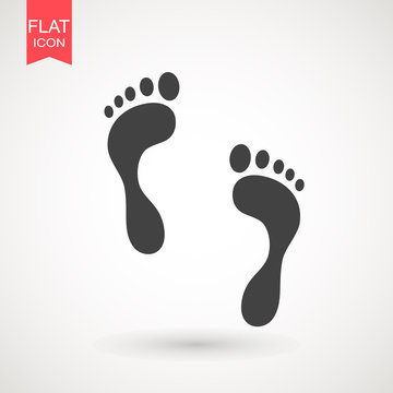Foot print icon. Bare foot print Black on white feet icon vector , stock vector illustration flat design style
