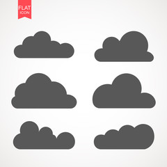 Cloud. Set of silhouette in flat style. Collection of cloud icon , shape, label, symbol. Graphic element vector. Vector design element for logo, web and print. Illustration