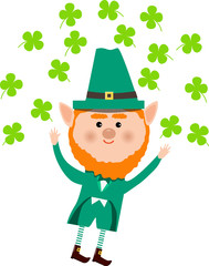 Saint Patrick and clover on white background