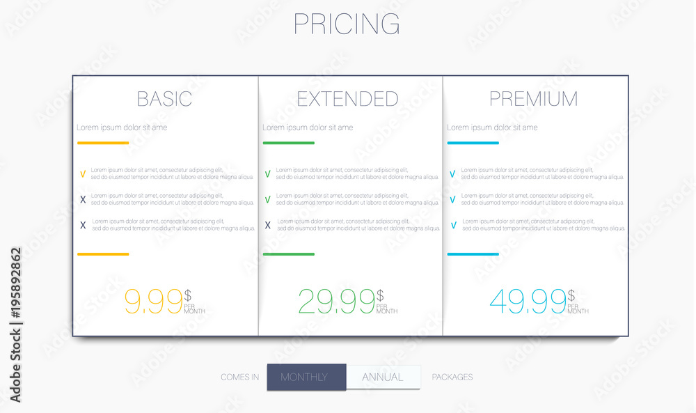 Poster three banners. pricelist, hosting plans and web design boxes of banners. banners for tariffs and pri