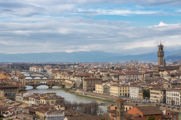 Obraz premium Stadtbild Florenz mit Ponte Vecchio, Toskana, Italien