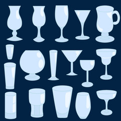 Set icons of different kinds of glasses vector illustration sketch