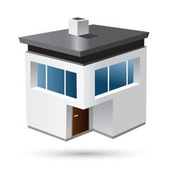 modern house illustration on white background